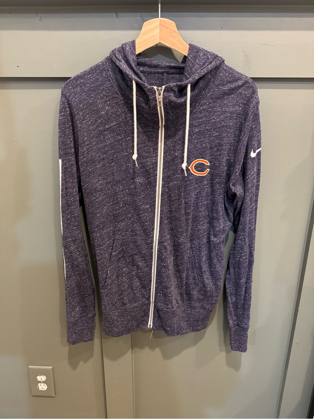 Nike Navy and White Chicago Bears Zip Hoodie